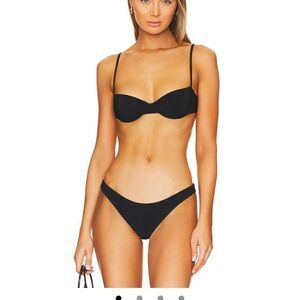 NWT- Onia - Black Bikini Set Top - XS V Shape Bottoms- S